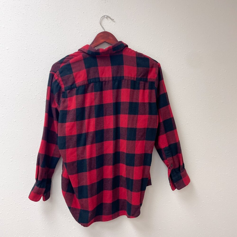 Madewell Oversized Ex-Boyfriend Buffalo Plaid Red Black Flannel Shirt - Picture 5 of 8